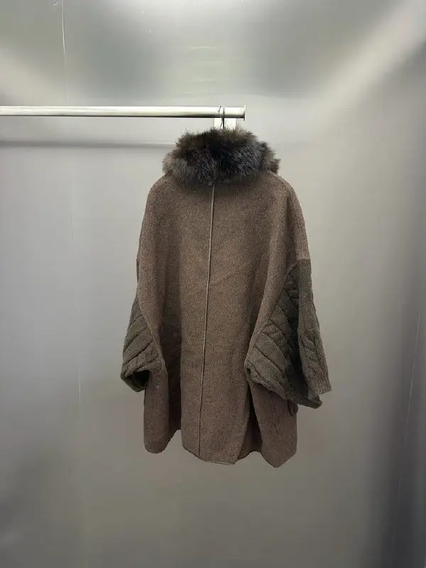 Max Mara Вязаная шерстяная куртка с лисьим мехом — Фото 3