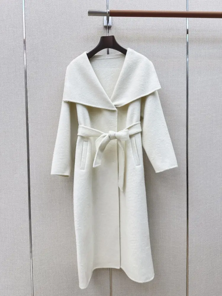 Max Mara Длинное двустороннее шерстяное пальто с широкими лацканами — Фото 2