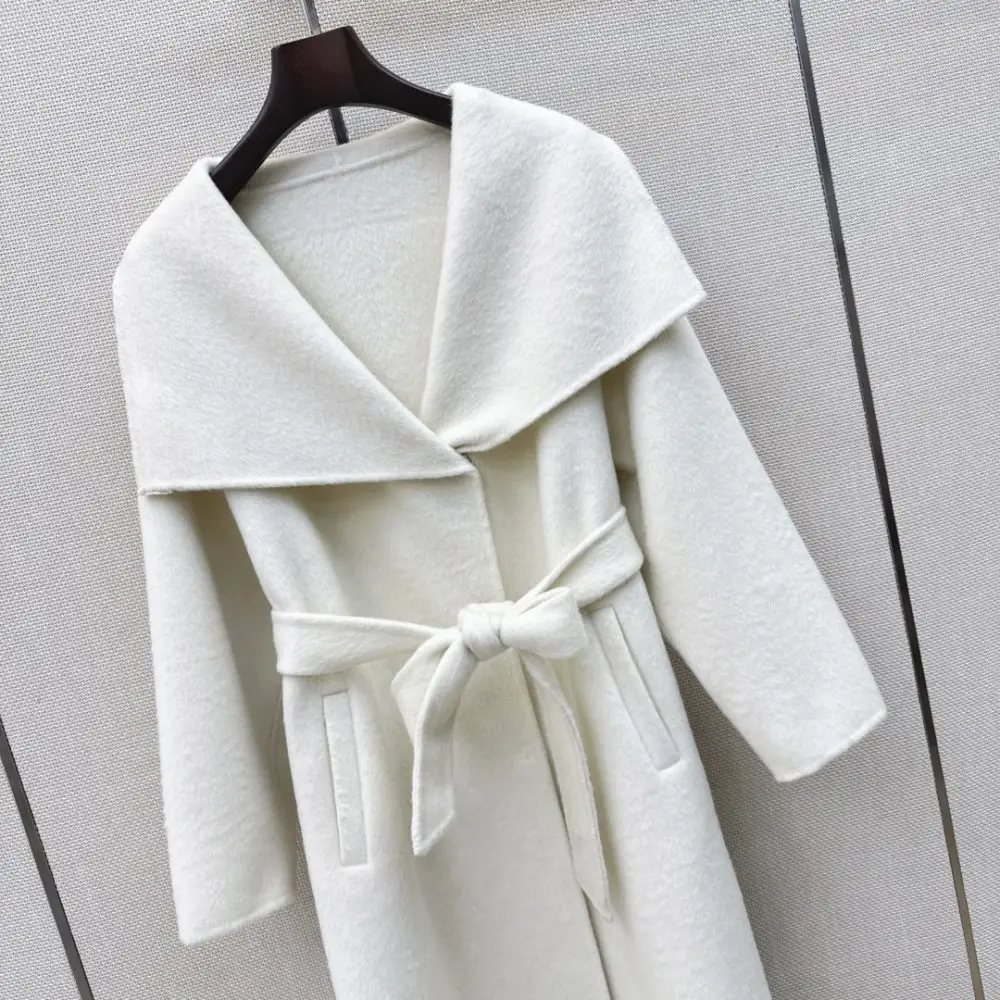 Max Mara Длинное двустороннее шерстяное пальто с широкими лацканами — Фото 3