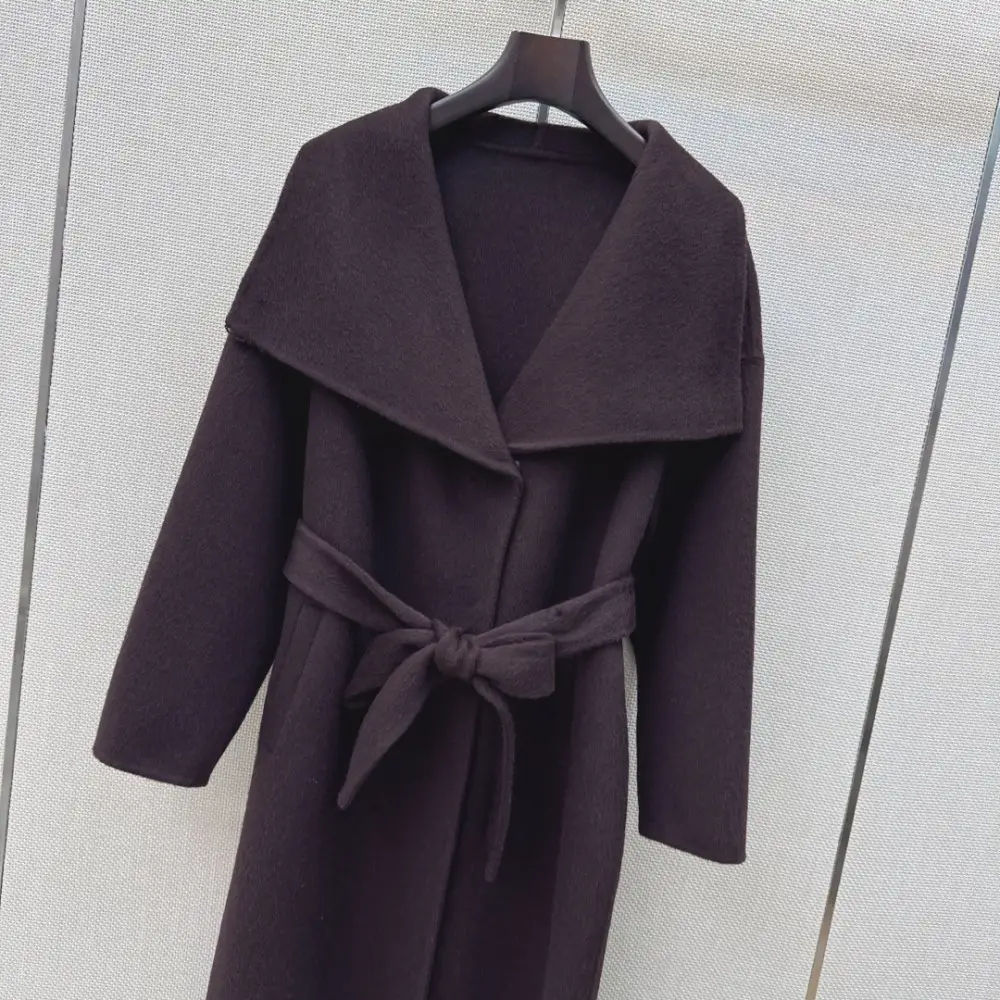 Max Mara Довге двостороннє вовняне пальто з широкими лацканами — Фото 3