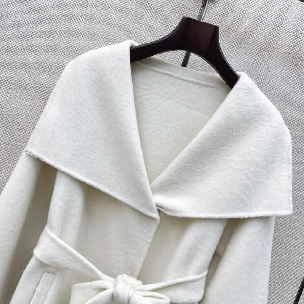 Max Mara Длинное двустороннее шерстяное пальто с широкими лацканами — Фото 4