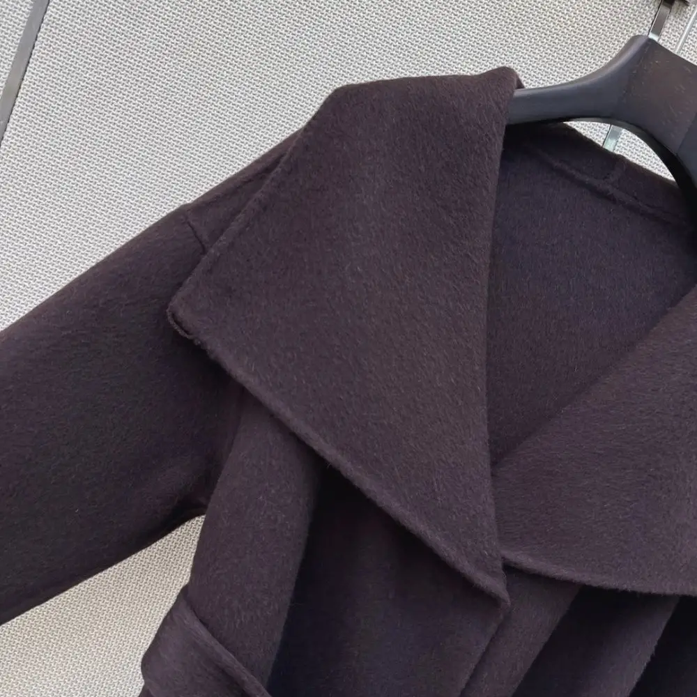 Max Mara Довге двостороннє вовняне пальто з широкими лацканами — Фото 4