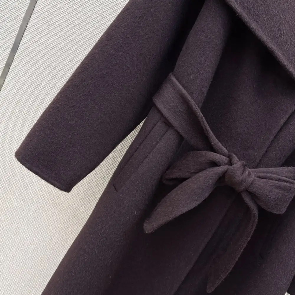 Max Mara Довге двостороннє вовняне пальто з широкими лацканами — Фото 5