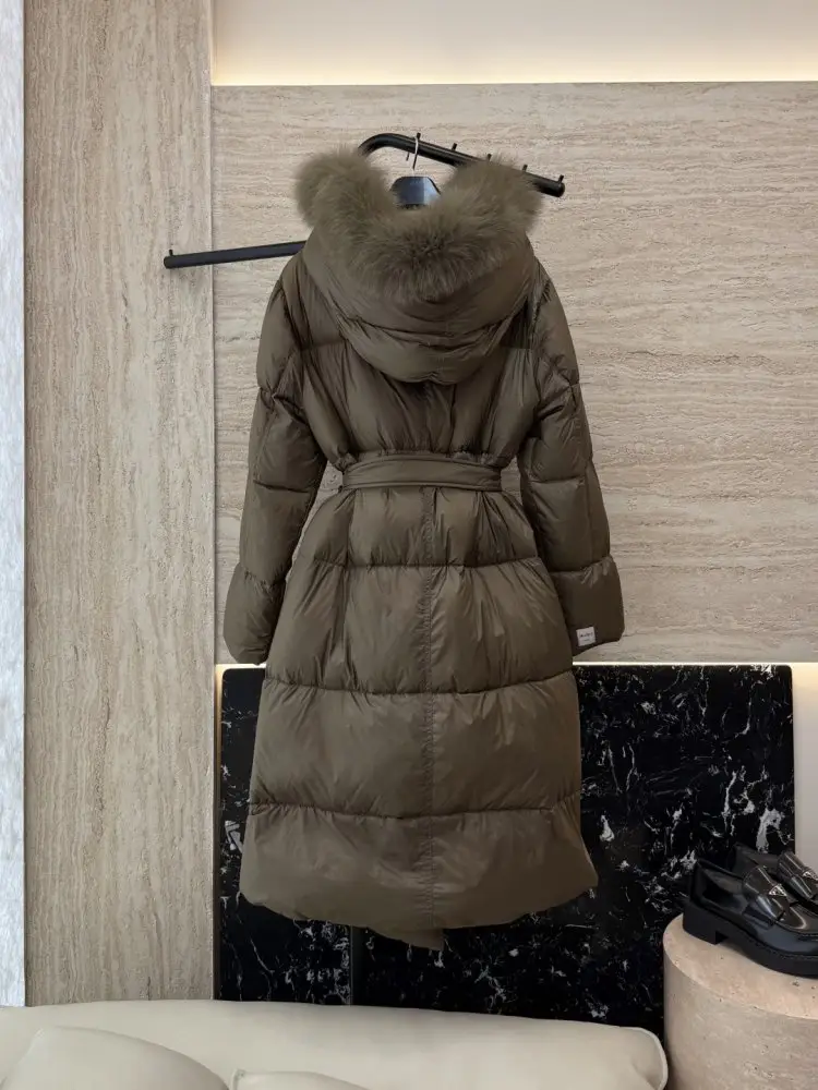 Max Mara Довга куртка пуховик з коміром з лисячого хутра — Фото 2