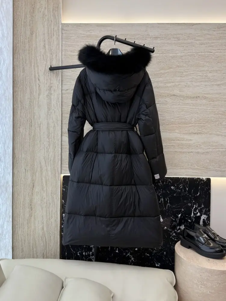 Max Mara Довга куртка пуховик з коміром з лисячого хутра — Фото 2