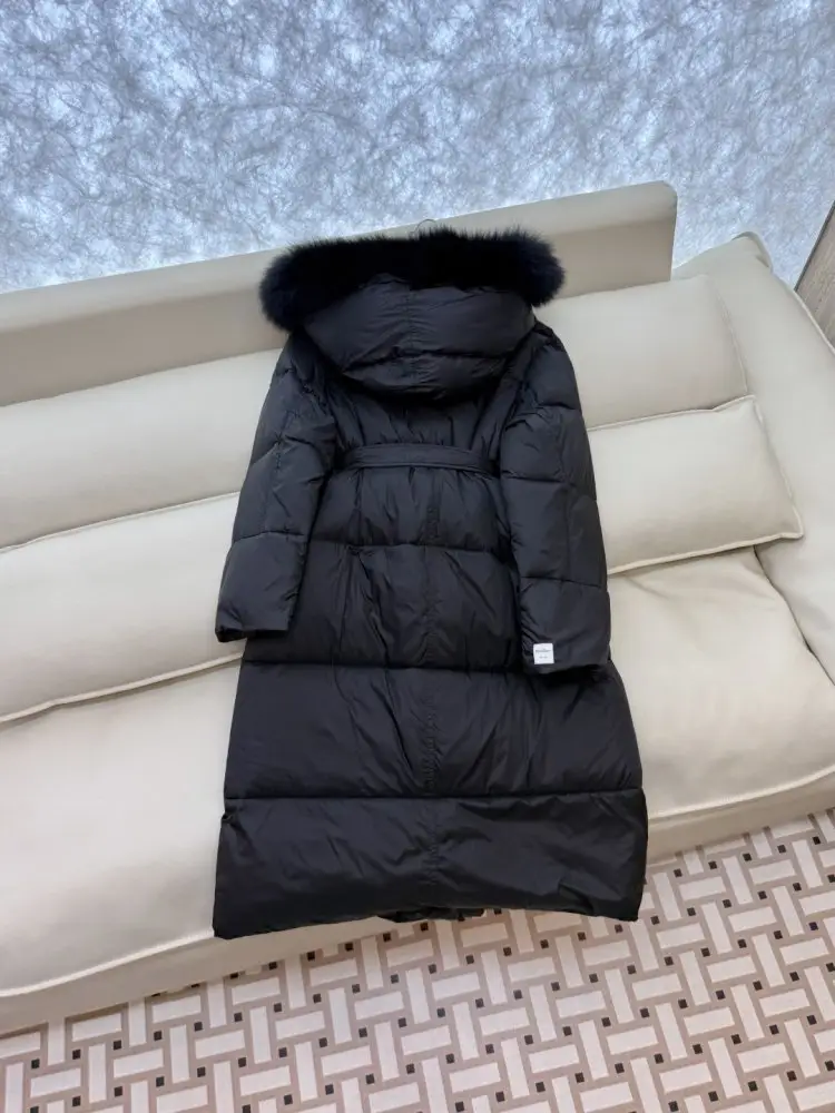 Max Mara Довга куртка пуховик з коміром з лисячого хутра — Фото 5