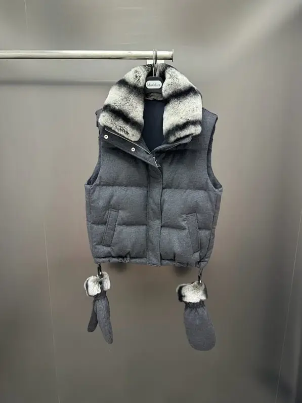 Max Mara Жилетка з відстібається коміром з хутра кролика — Фото 2