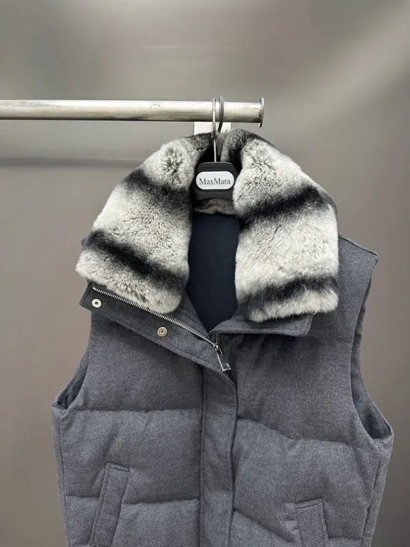 Max Mara Жилетка з відстібається коміром з хутра кролика — Фото 3