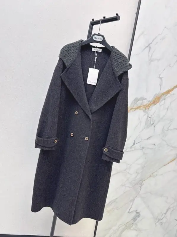 Max Mara Шерстяное двустороннее пальто средней длины с капюшоном — Фото 2