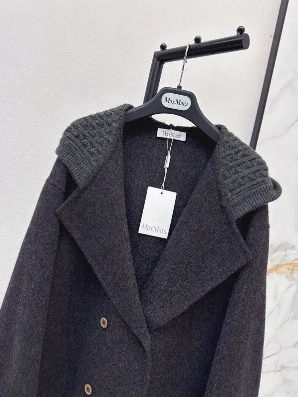 Max Mara Шерстяное двустороннее пальто средней длины с капюшоном — Фото 3