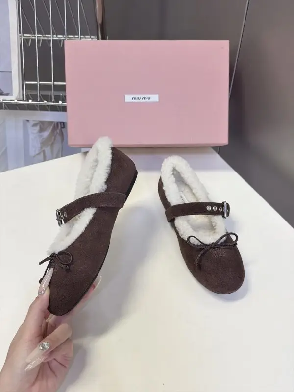 Miu Miu Балетки на меху — Фото 4