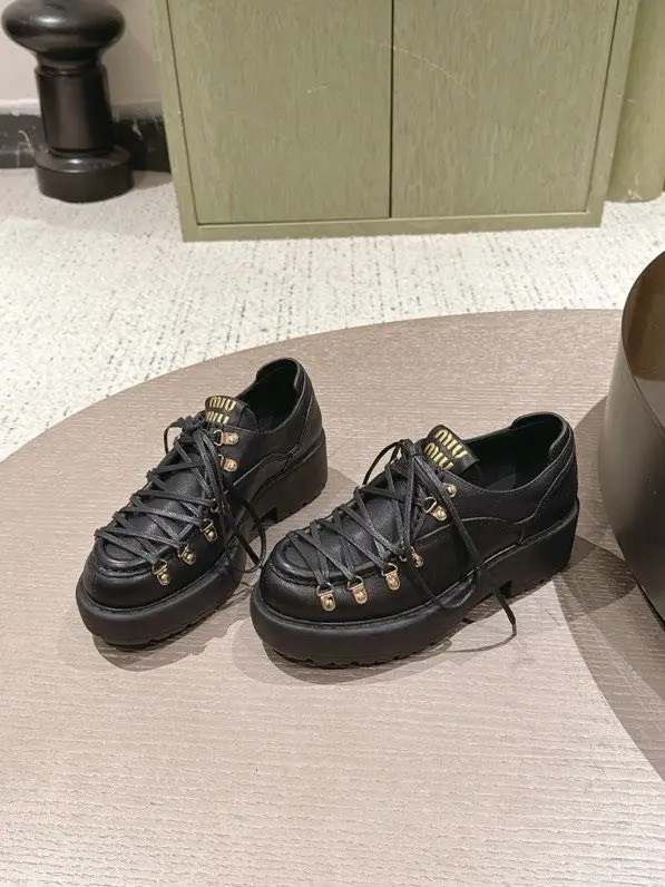 Miu Miu Лоферы на платформе со шнуровкой женские — Фото 2