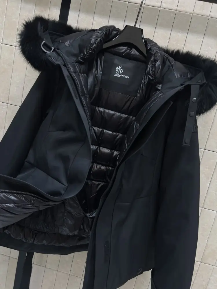 Moncler Парка со съемным капюшоном и воротником из лисьего меха — Фото 4