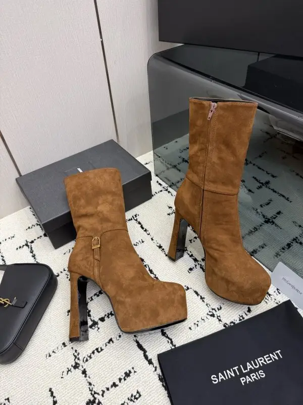 Saint Laurent Ботильйони на високому підборах і платформі — Фото 3