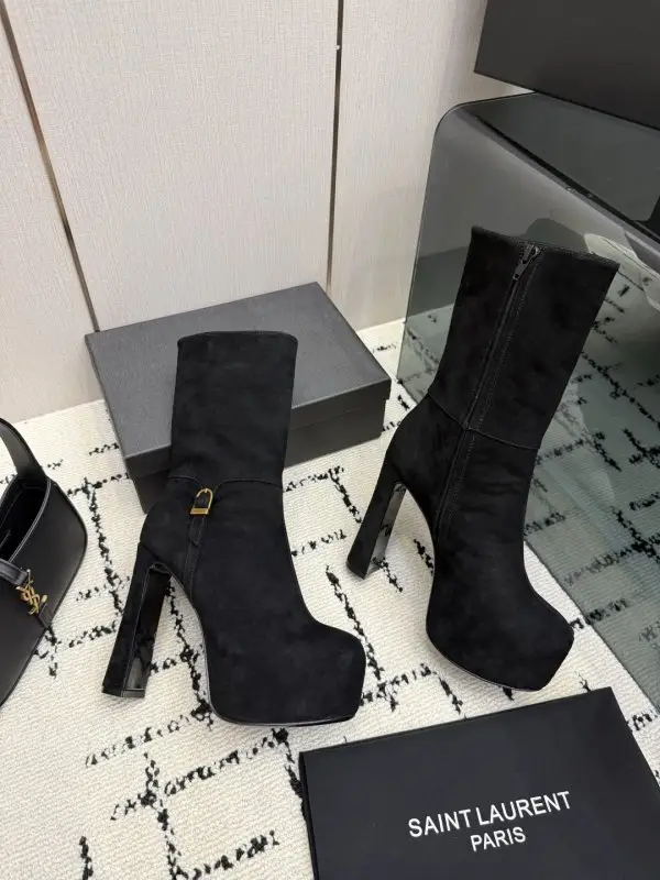 Saint Laurent Ботильйони на високому підборах і платформі — Фото 3