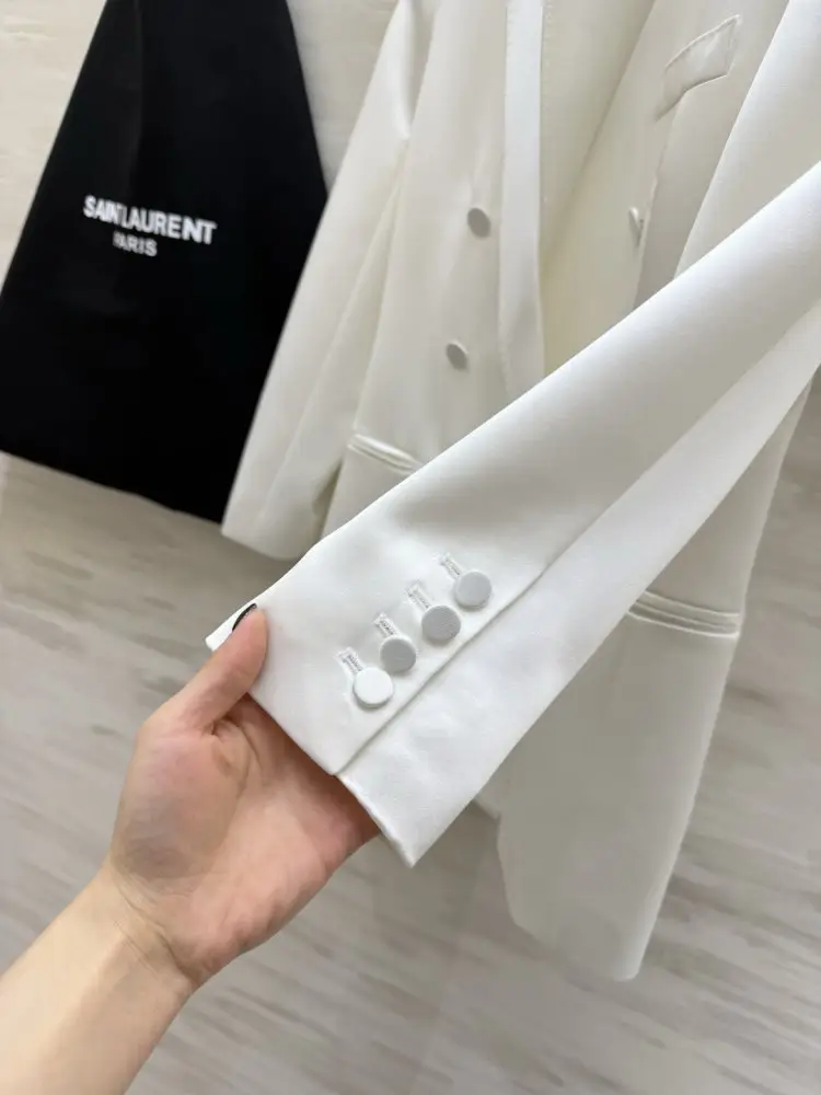 Saint Laurent Double-breasted a jacket of atlas — Photo 2