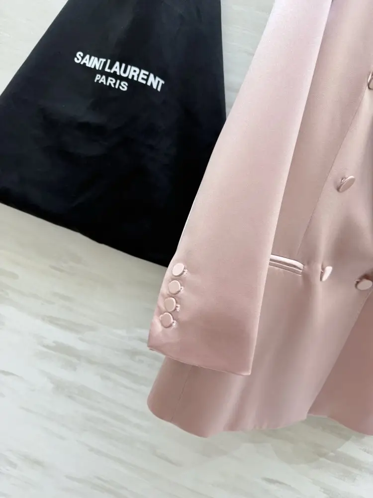 Saint Laurent Double-breasted a jacket of atlas — Photo 3