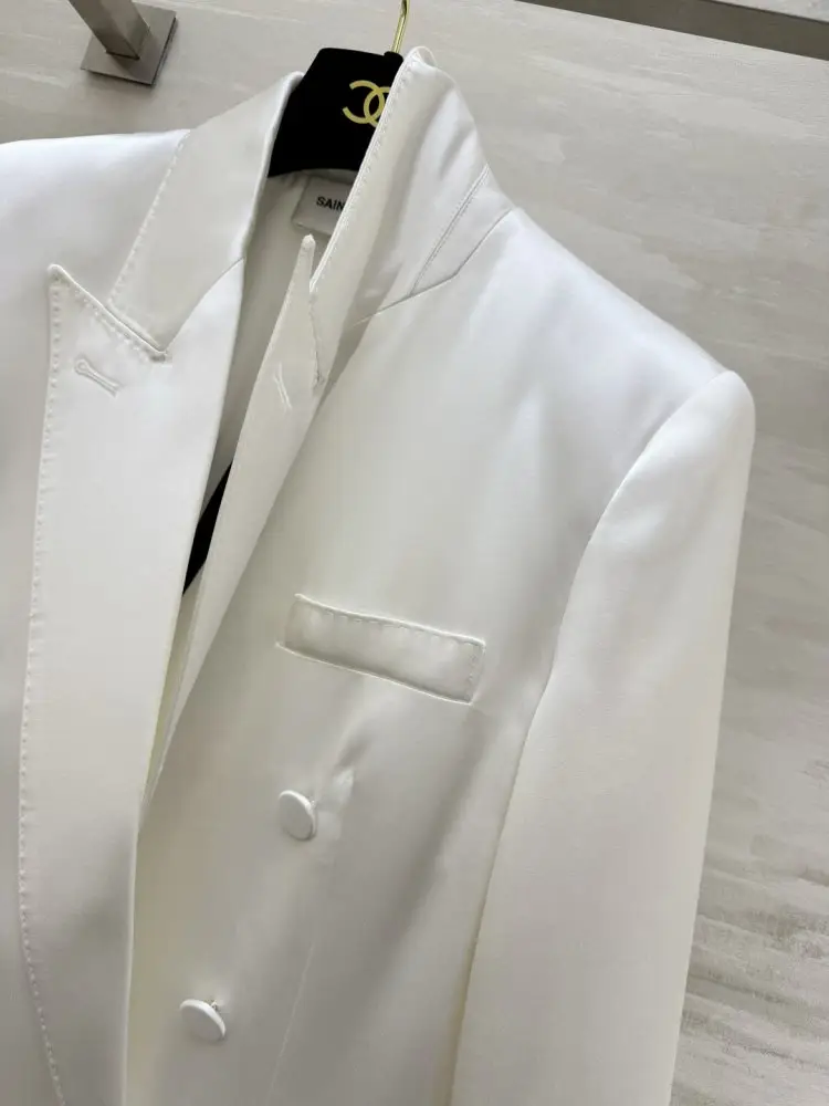 Saint Laurent Double-breasted a jacket of atlas — Photo 3