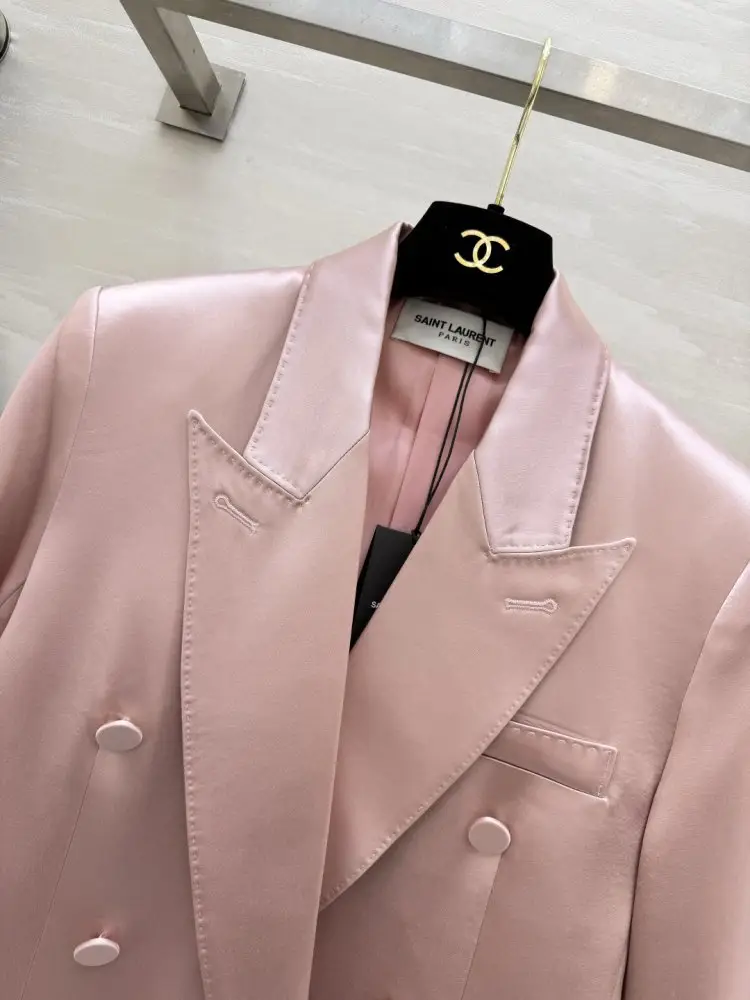 Saint Laurent Double-breasted a jacket of atlas — Photo 4