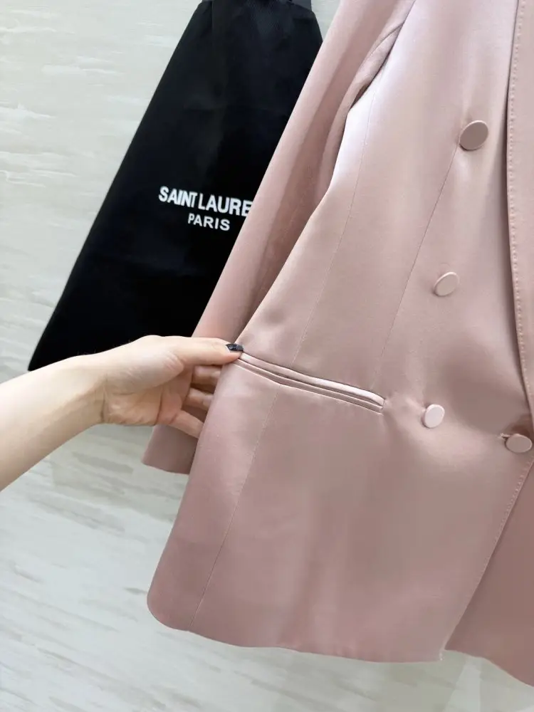 Saint Laurent Double-breasted a jacket of atlas — Photo 5