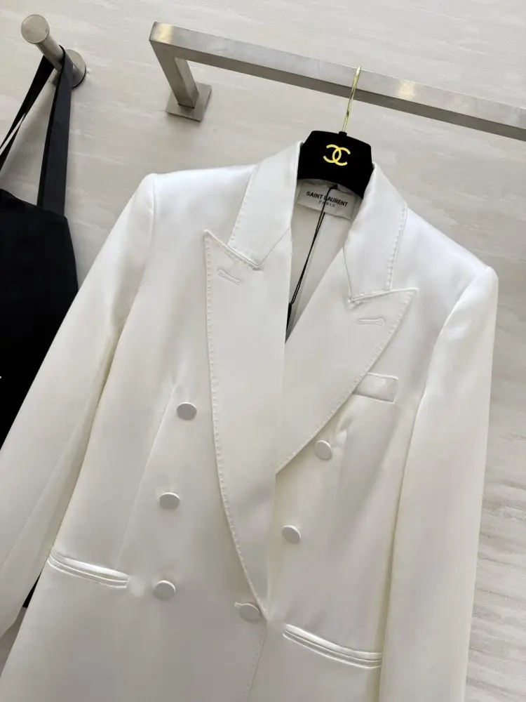 Saint Laurent Double-breasted a jacket of atlas — Photo 5