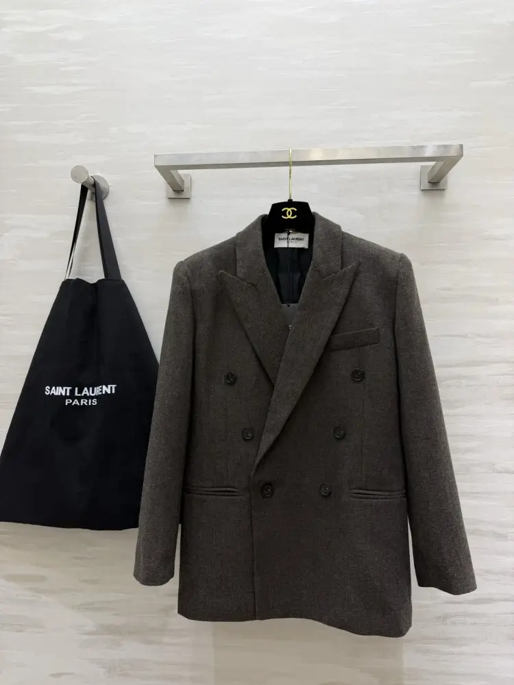 Saint Laurent — Двубортное шерстяное пальто