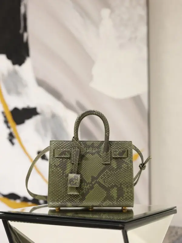 Saint Laurent — Green handbag Sac de Jour 22 cm of snakeskin skin