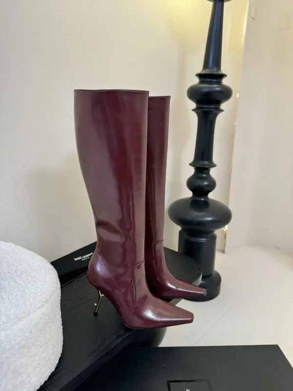 High leather boots women's