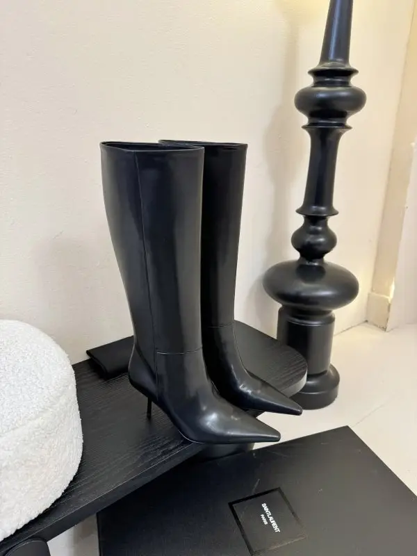 High leather boots women's