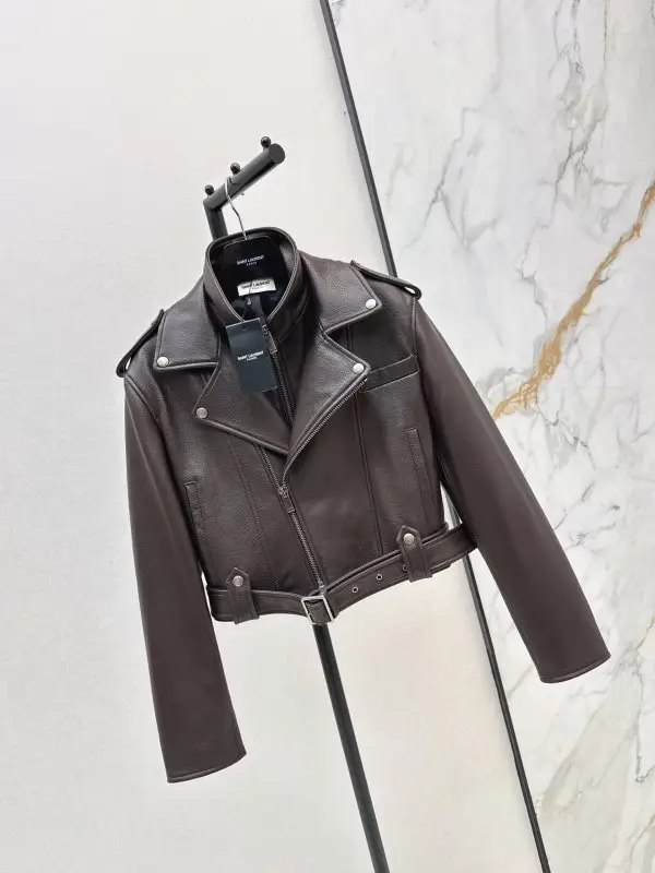 Saint Laurent Куртка кожаная женская — Фото 2
