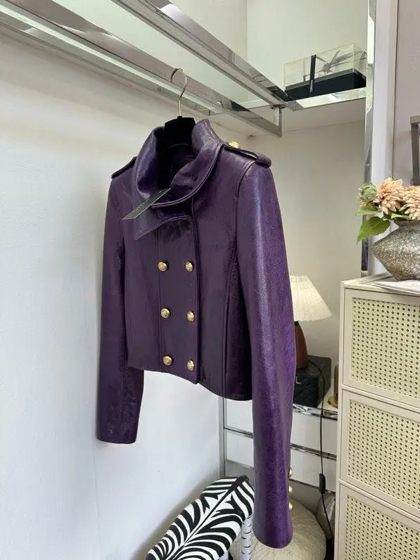Saint Laurent Куртка шкіряна жіноча — Фото 2