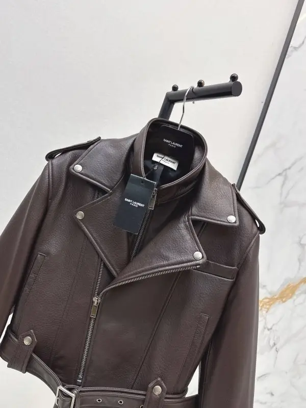 Saint Laurent Куртка кожаная женская — Фото 3