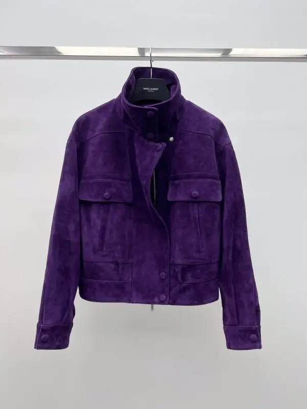 Saint Laurent — Куртка замшевая женская фиолетовая