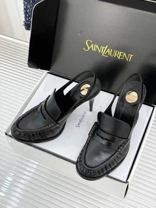 Saint Laurent Плиссированные туфлі на високому підборах — Фото 2