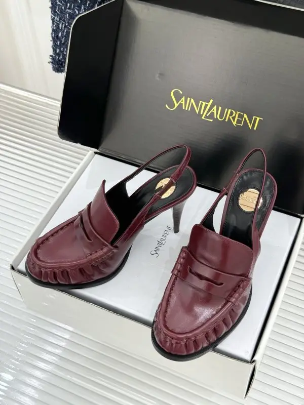 Saint Laurent Плиссированные туфлі на високому підборах — Фото 2