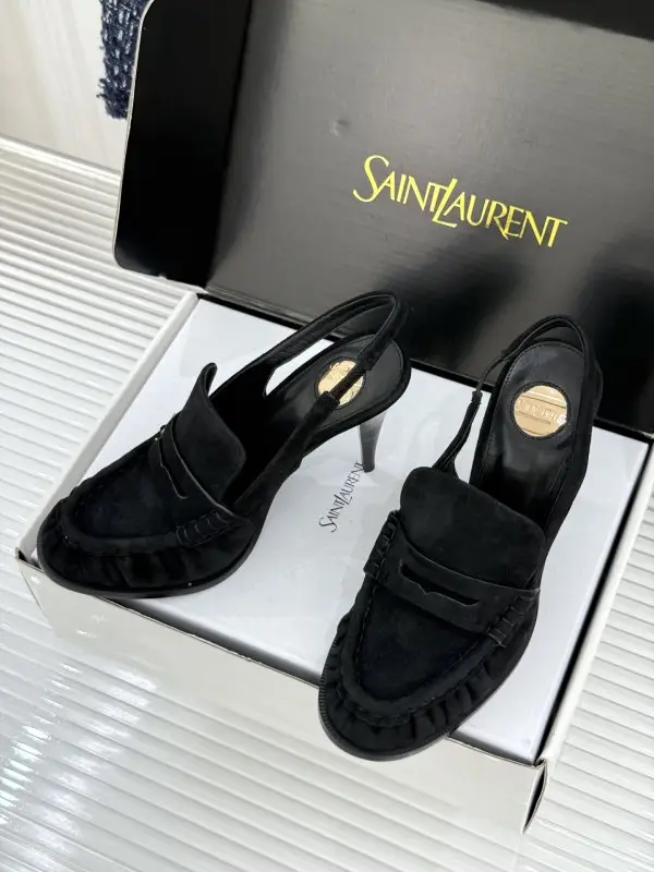 Saint Laurent Плиссированные туфли на высоком каблуке — Фото 2