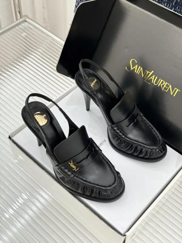Saint Laurent Плиссированные туфлі на високому підборах — Фото 3