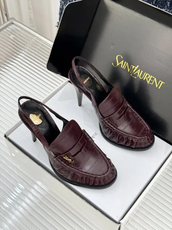 Saint Laurent Плиссированные туфли на высоком каблуке — Фото 3