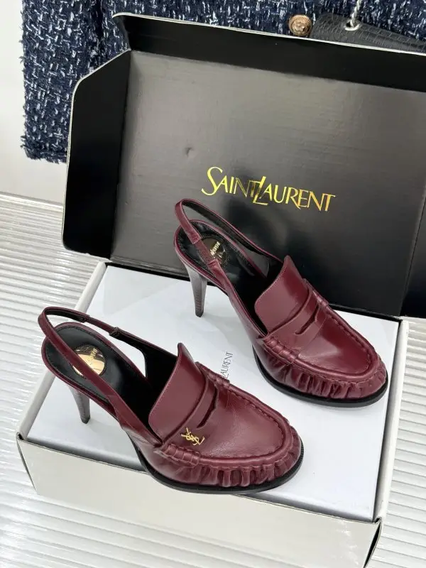 Saint Laurent Плиссированные туфлі на високому підборах — Фото 3