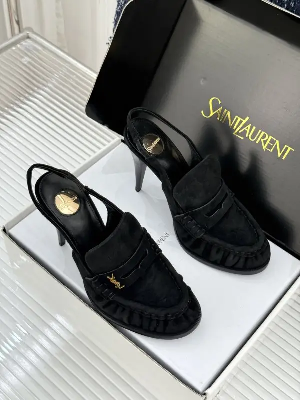 Saint Laurent Плиссированные туфли на высоком каблуке — Фото 3