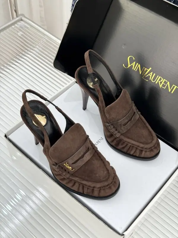 Saint Laurent Плиссированные туфли на высоком каблуке — Фото 3