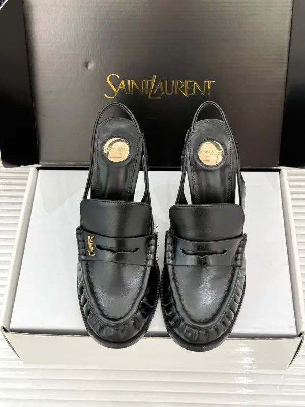 Saint Laurent Плиссированные туфлі на високому підборах — Фото 4