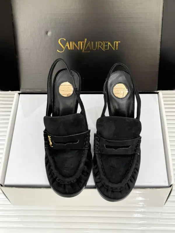 Saint Laurent Плиссированные туфли на высоком каблуке — Фото 4