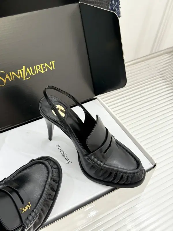 Saint Laurent Плиссированные туфлі на високому підборах — Фото 5
