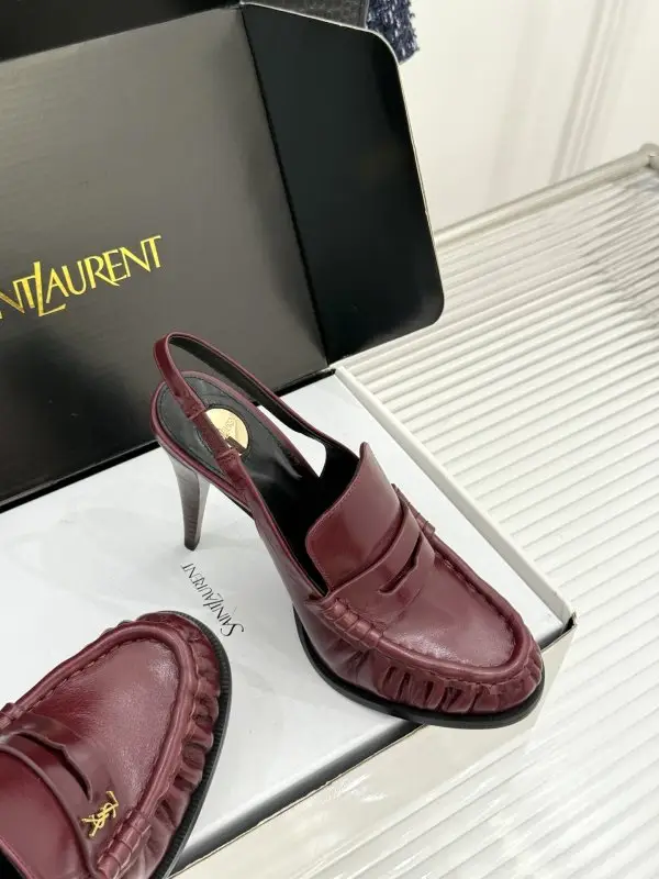 Saint Laurent Плиссированные туфлі на високому підборах — Фото 5