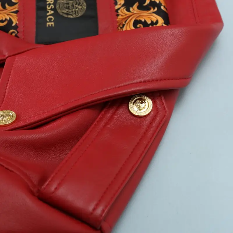 Versace Мужская классическая мотоциклетная куртка Medusa с диагональной молнией — Фото 5