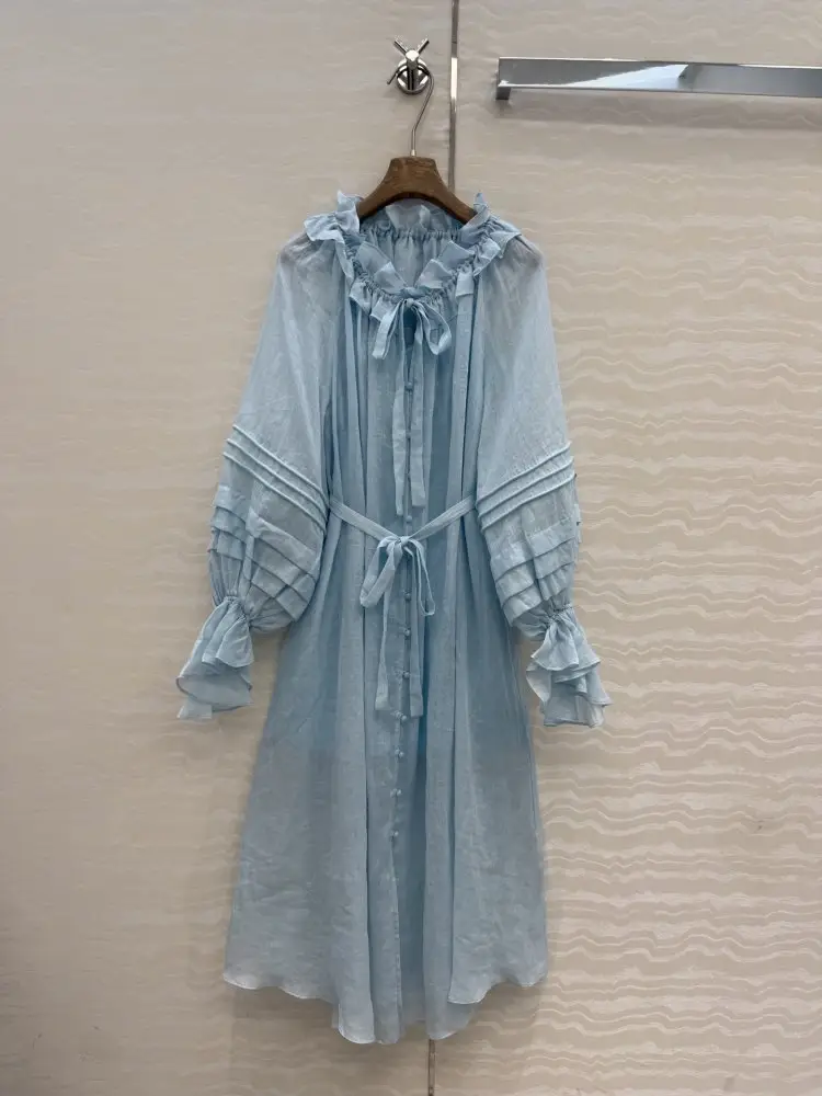 Zimmermann — Платье голубое льняое